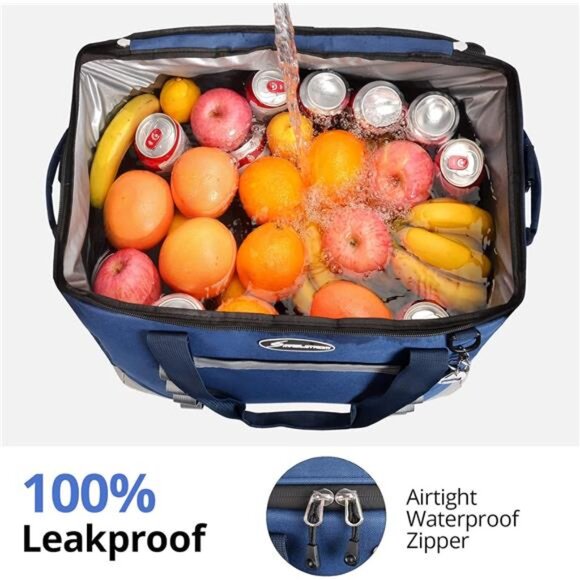 Collapsible Soft Cooler Bag, 24/30/60/75 Cans Beach Cooler, Ice - Picture 6 of 7